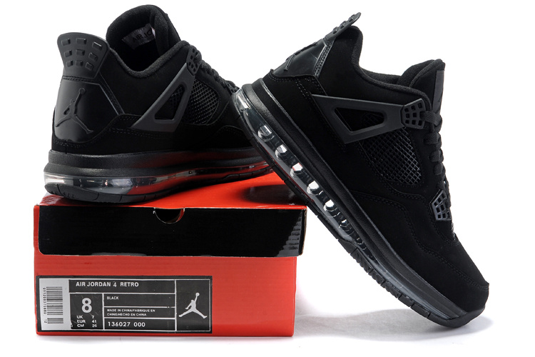 Cheap Air Cushion Jordan 4 Black Shoes