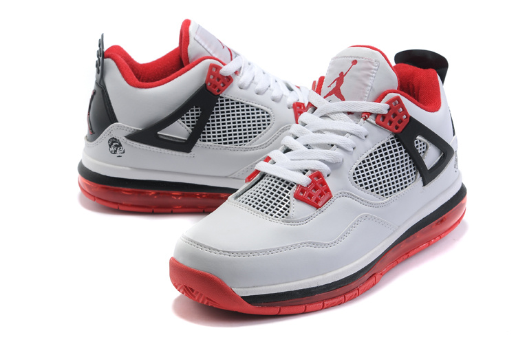 Cheap Air Cushion Jordan 4 White Red Black Shoes