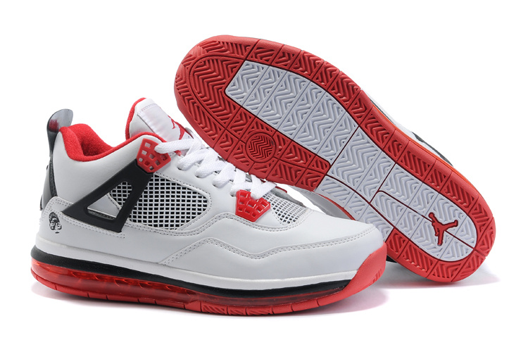 Cheap Air Cushion Jordan 4 White Red Black Shoes - Click Image to Close