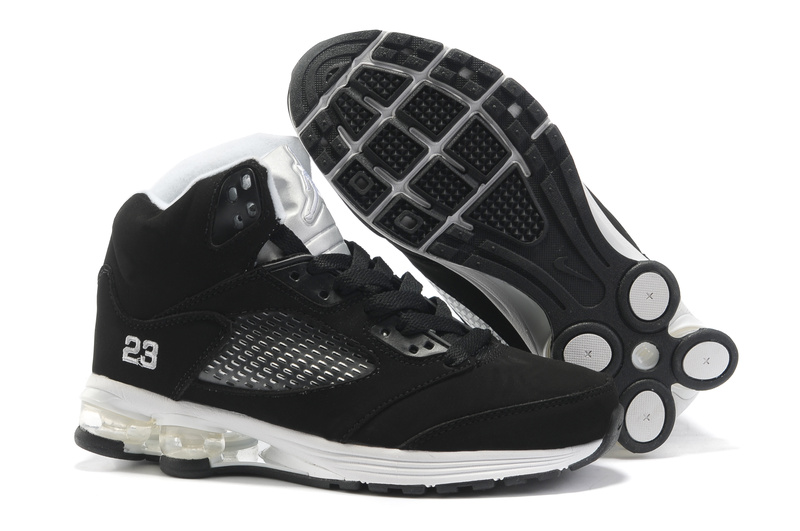 Cheap Air Cushion Jordan Shoes 5 Black White Shoes - Click Image to Close