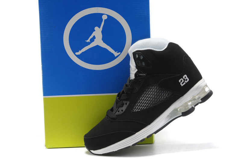 Cheap Air Cushion Jordan Shoes 5 Black White Shoes - Click Image to Close