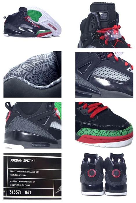 Cheap Air Jordan Spizike Black Varsity Red Classic Green Shoes - Click Image to Close