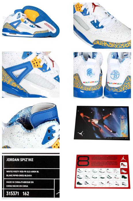 Cheap Air Jordan Spizike White Varsity Red Pro Gold Argon Blue Shoes - Click Image to Close