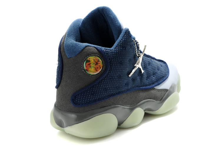 Cheap Air Jordan Shoes 13 Midnight Blue White Grey - Click Image to Close