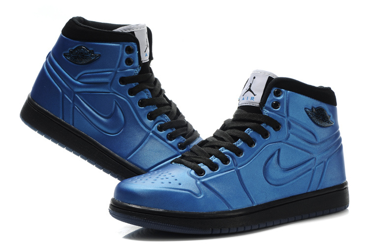 New Air Jordan 1 Shoes High Heel Blue Black - Click Image to Close