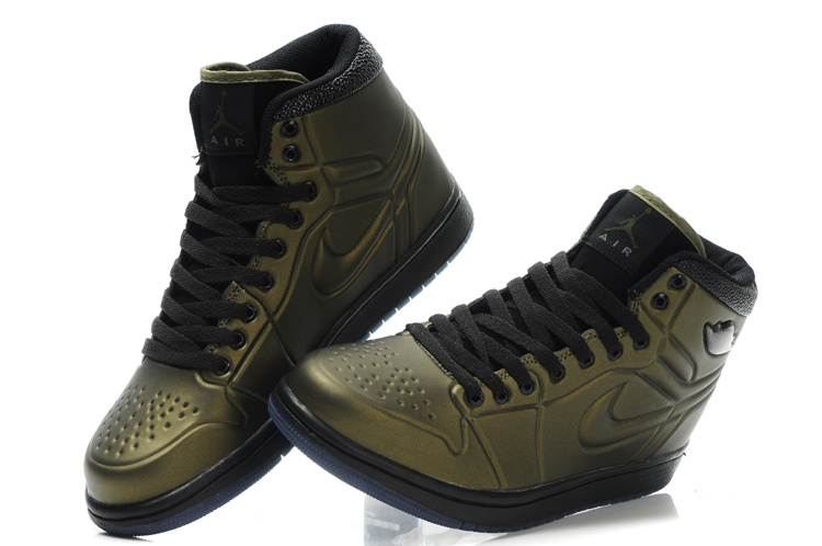 New Air Jordan 1 Shoes High Heel Brown Black - Click Image to Close