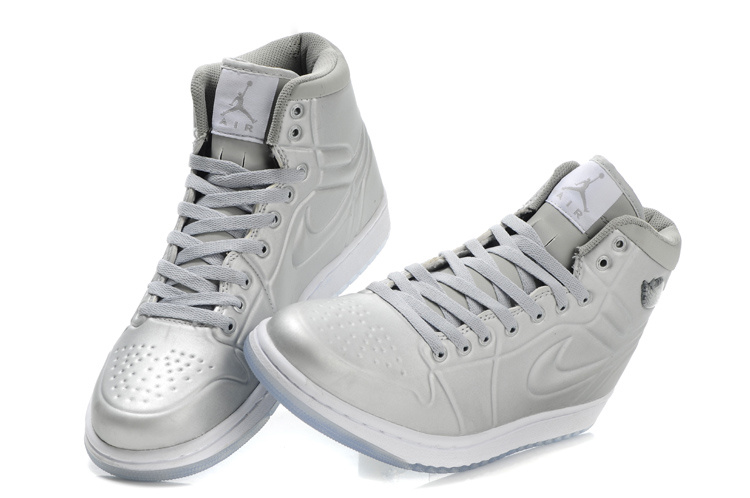 New Air Jordan 1 Shoes High Heel Grey - Click Image to Close