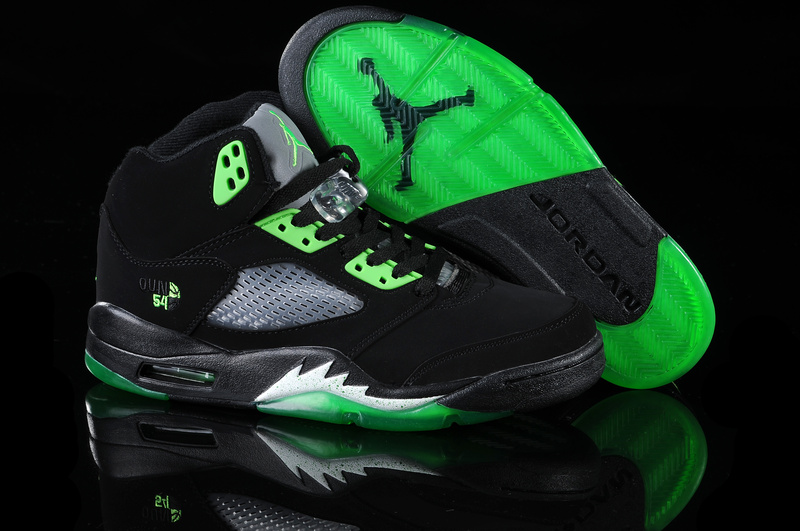 New Air Jordan Shoes 5 Black Green White