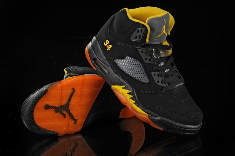 New Air Jordan Shoes 5 Black Orange Yellow