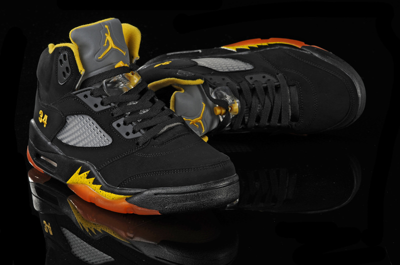 New Air Jordan Shoes 5 Black Orange Yellow - Click Image to Close