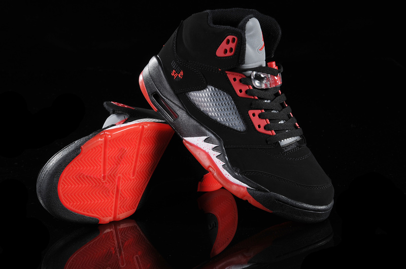 New Air Jordan Shoes 5 Black Red White - Click Image to Close