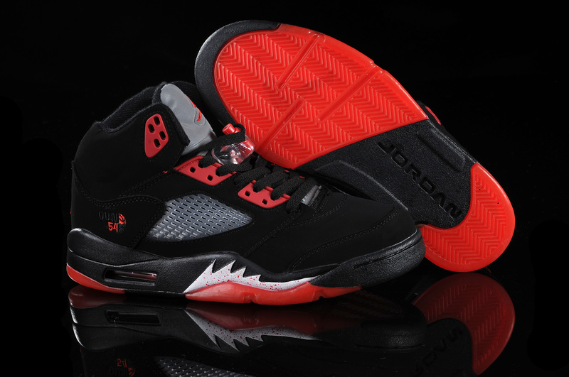 New Air Jordan Shoes 5 Black Red White - Click Image to Close