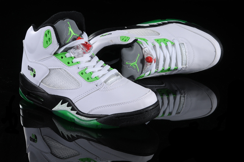 New Air Jordan Shoes 5 White Green White - Click Image to Close
